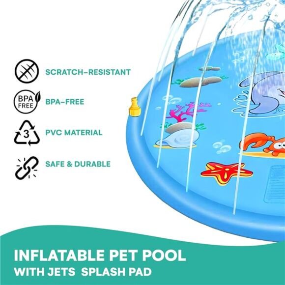 68" Water Sprinkler Pad, Inflatable Splash Pad for Kids and Adults - Picture 3 of 5